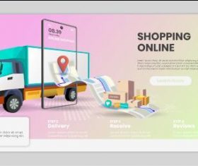 Online shopping process landing page template vector