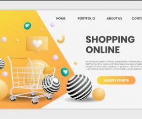 Online shopping template landing page vector