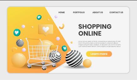 Online shopping template landing page vector