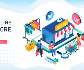 Online store Illustration isometric vector