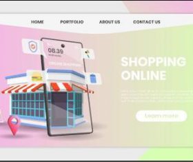 Online store template landing page vector