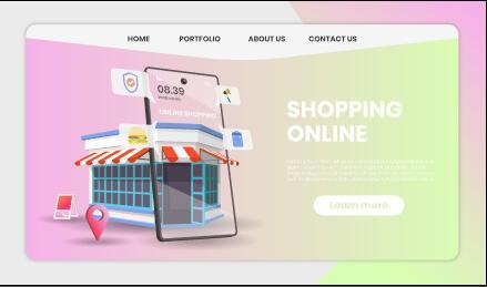 Online store template landing page vector