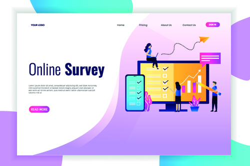 Online survey banners vector
