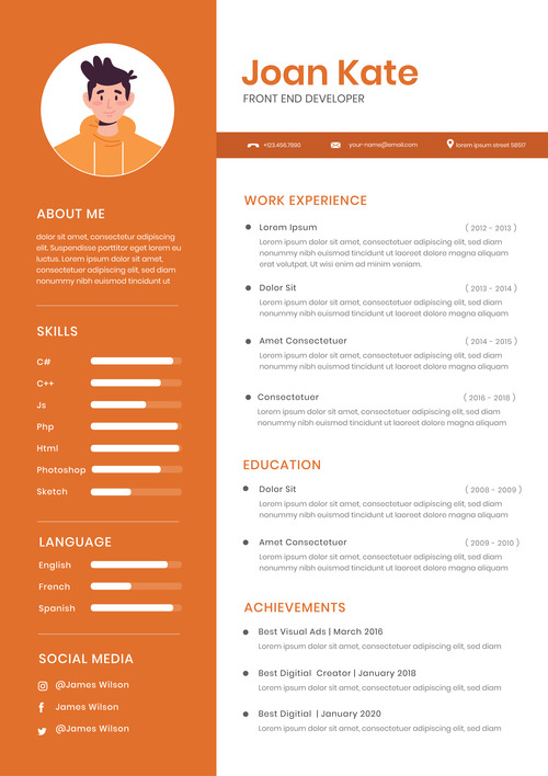 color resume templates free download orange an blue