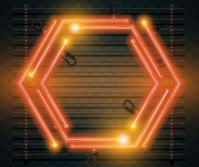 Orange hexagon neon backgrounds vector