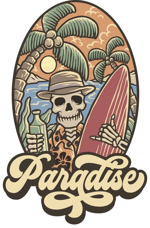 Paradise beach handrawn logo vector