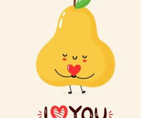 Pear cartoon smile vector