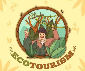 People and nature icon vector