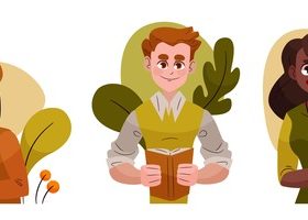 People and plants background vector