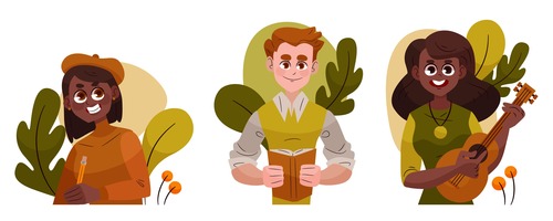 People and plants background vector