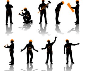 People in different poses silhouette vector