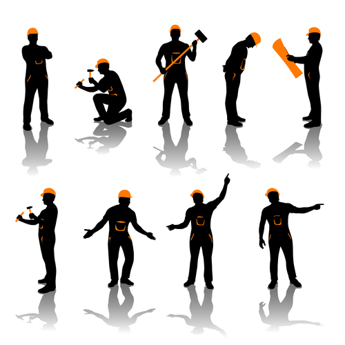 People in different poses silhouette vector