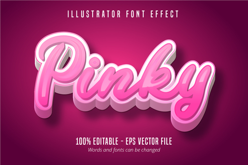 Pinky text 3D editable font vector