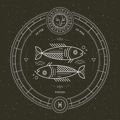 Pisces symbol and emblem illustration vector