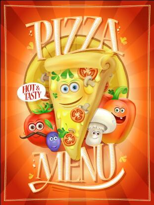 Pizza menu cartoon vector