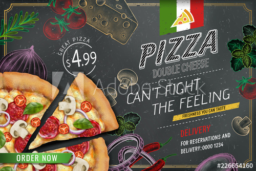 Pizza poster vector illustration