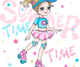 Playing skates girls vector