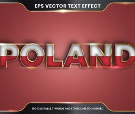 Poland country name editable font effect text vector