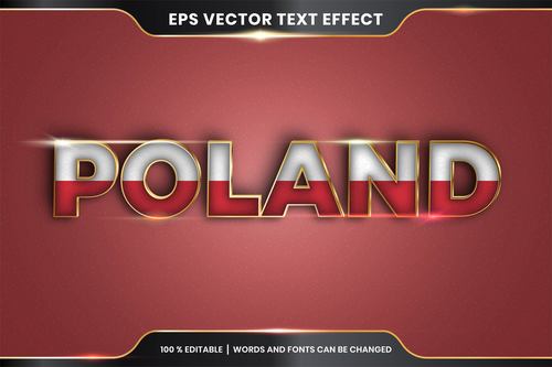 Poland country name editable font effect text vector