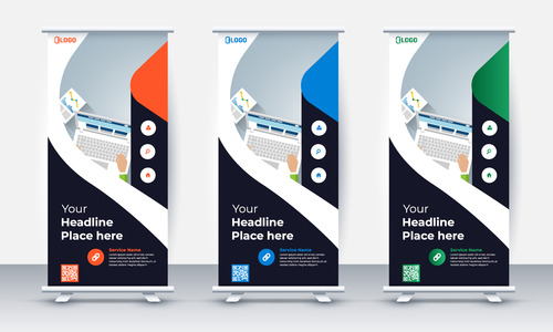 Poster roll up banner vector