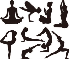 Practicing Yoga Silhouette Vector