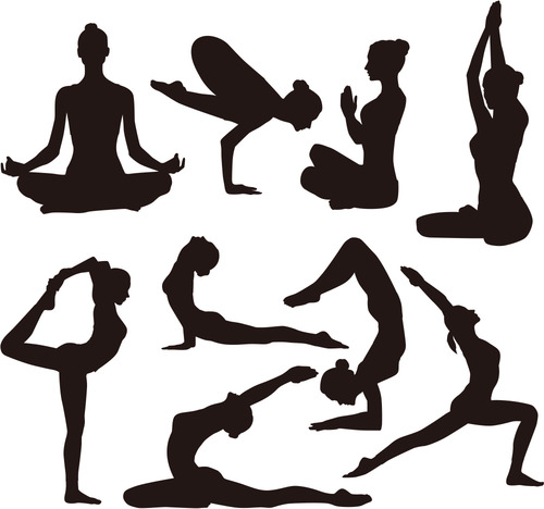 Practicing Yoga Silhouette Vector