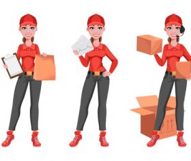 Pretty female courier cartoon character vector