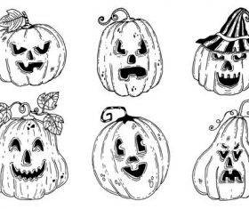 Pumpkin for Halloween hand-painted vector