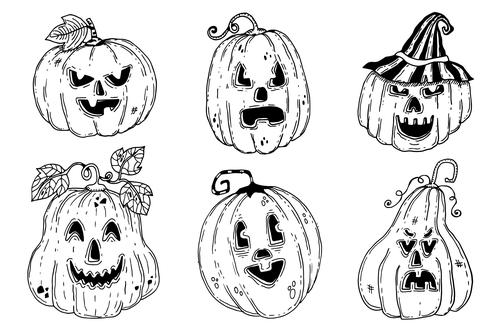 Pumpkin for Halloween hand-painted vector