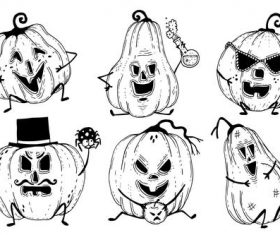 Pumpkin hand-painted emoji vector