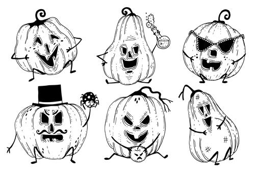 Pumpkin hand-painted emoji vector