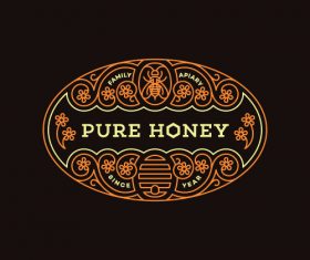 Pure honey vector label