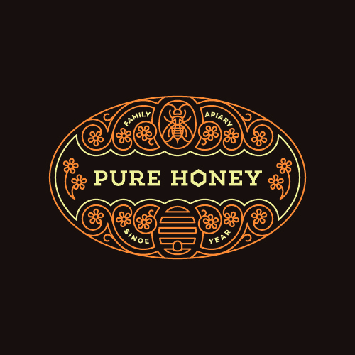 Pure honey vector label