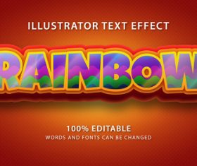 Rainbow editable font effect text vector