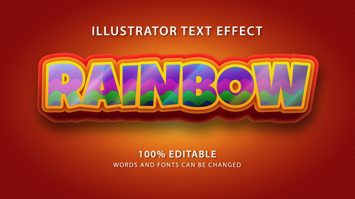 Rainbow editable font effect text vector