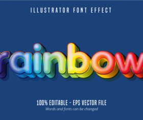 Rainbow text editable vector