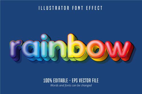 Rainbow text editable vector