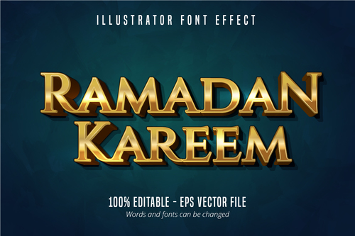 Ramadan kareem shiny gold text vector