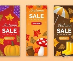 Realistic autumn sale banners vector