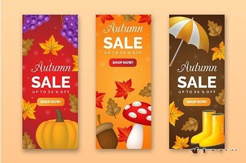 Realistic autumn sale banners vector