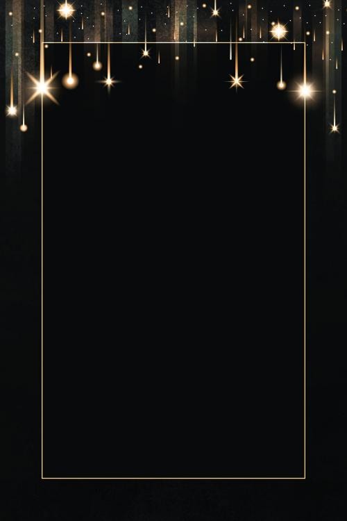 Rectangle gold frame with sparkle patterned on black background vector free  download