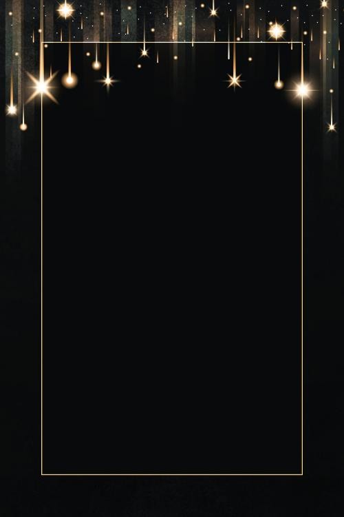 Rectangle gold frame with sparkle patterned on black background vector