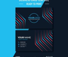 Red and blue stripes business card design vector