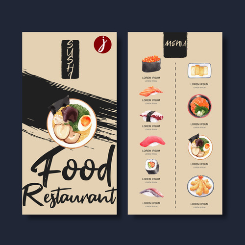 Restaurant sushi menu vector