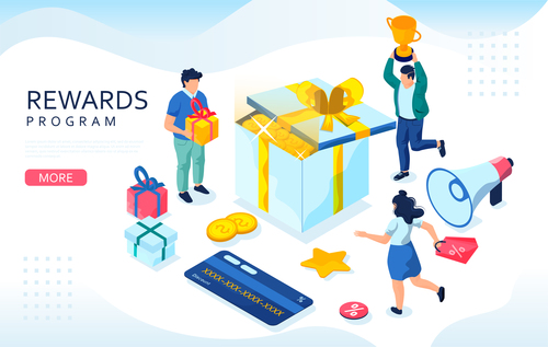 Rewards program Illustration isometric vector