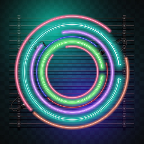 Ring different colors neon backgrounds vector