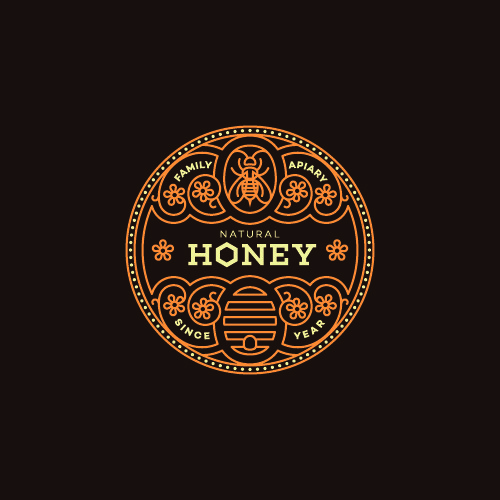 Round Honey vector label