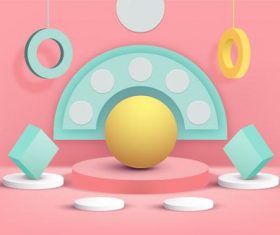 Round and square geometric background vector