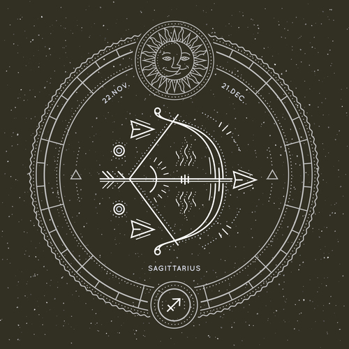 Sagittarius symbol and emblem illustration vector free download
