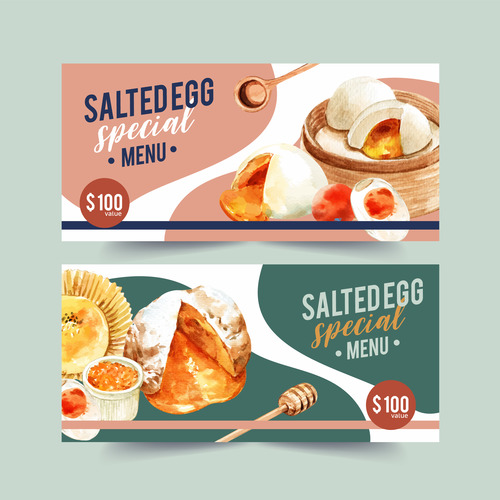 Salted Egg food watercolor vector illustration